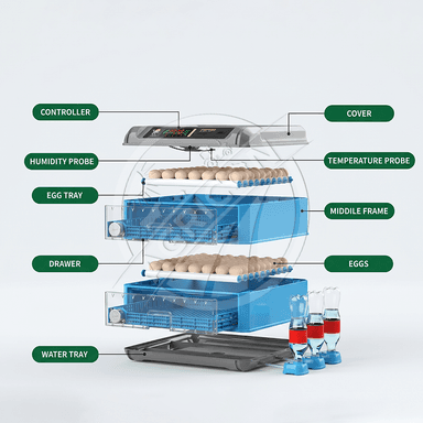 Fully Automatic Egg Incubator 24-500 Eggs Chicken Duck Goose Quail Pigeon Hatcher 98% Hatching Rate Digital Temp Control Agricon