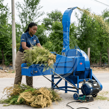High Discharge Chaff Cutter Auto Feeding Stainless Steel Blades 5 Ton/h Capacity Electric/diesel Farm Use Silage Feed