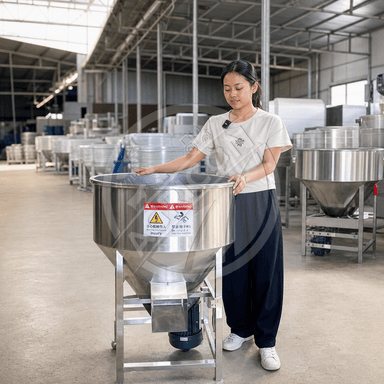Compact Animal Feed Mixer 50-300kg 1.1-4kw Single Phase 220-380v Stainless Steel For Cattle Sheep Poultry Farm Fodder
