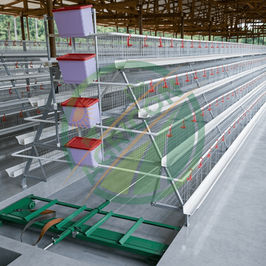 128 Capacity 4 Tier 4 Doors Layer Cage For Chicken Farm Automatic Egg Collecting