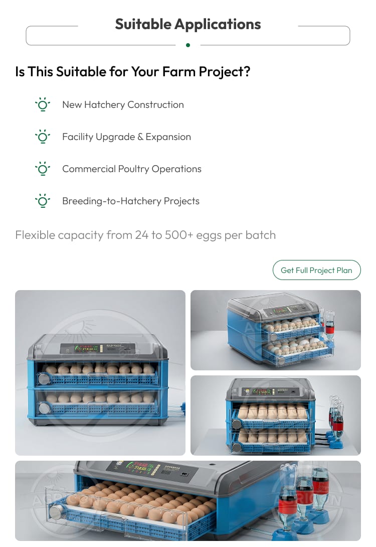 Fully Automatic Egg Incubator 24-500 Eggs Chicken Duck Goose Quail Pigeon Hatcher 98% Hatching Rate Digital Temp Control Agricon