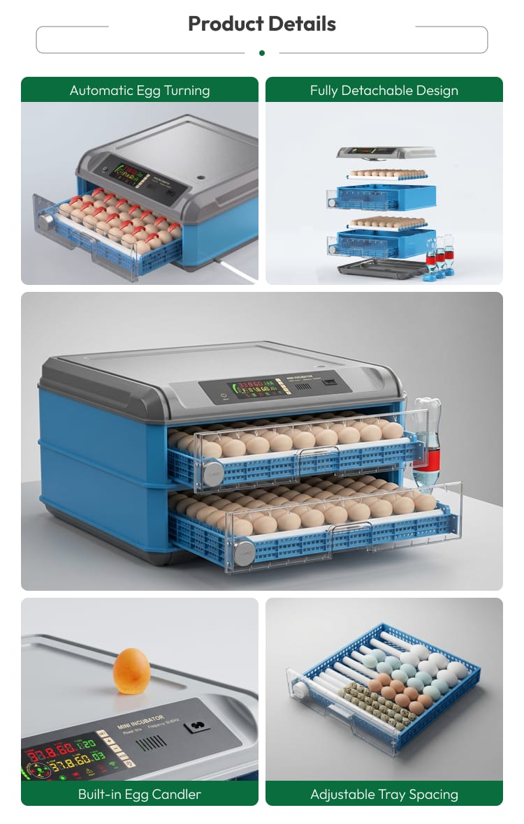 Fully Automatic Egg Incubator 24-500 Eggs Chicken Duck Goose Quail Pigeon Hatcher 98% Hatching Rate Digital Temp Control Agricon
