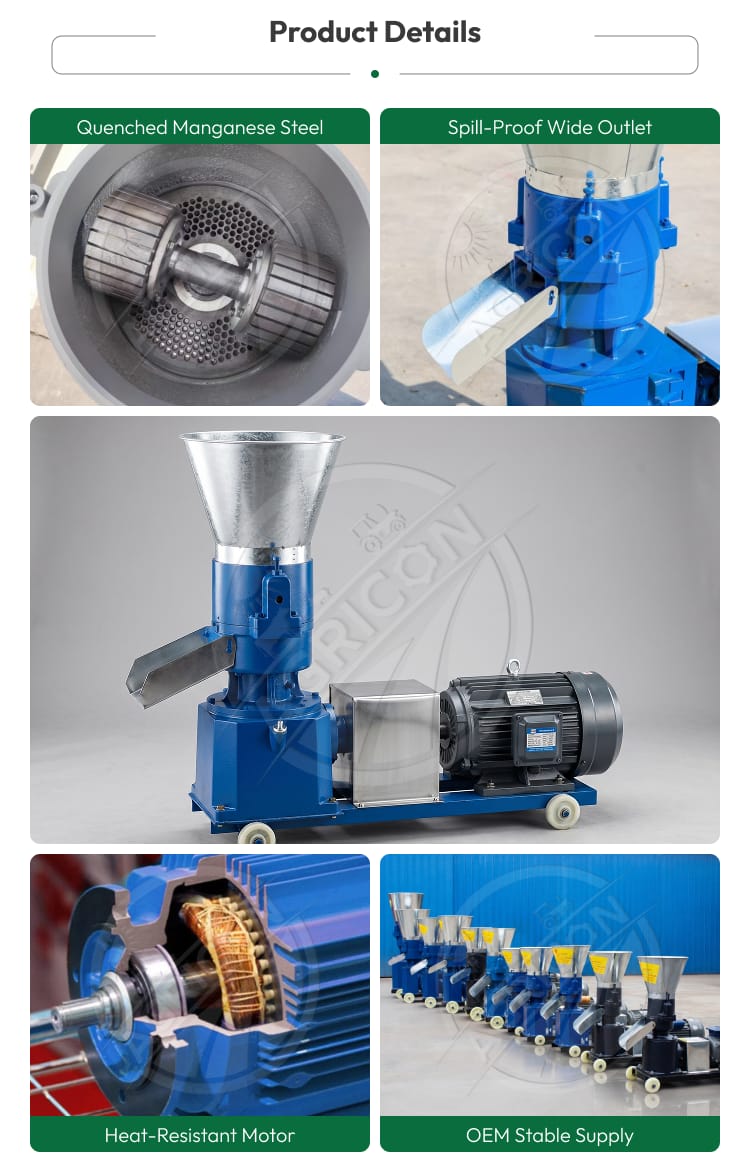 New Agp-160 Flat Die Pellet Machine High Capacity Pure Copper Motor Customizable Pellet Size Overheat Protection Livestock Feed