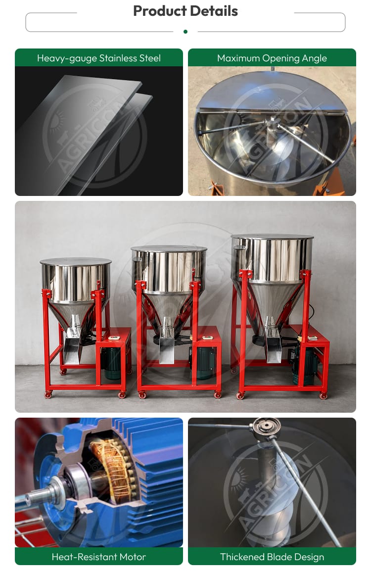 New Compact Animal Feed Mixer 50-300kg 1.1-4kw Single Phase 220-380v Stainless Steel For Cattle Sheep Poultry Farm Fodder