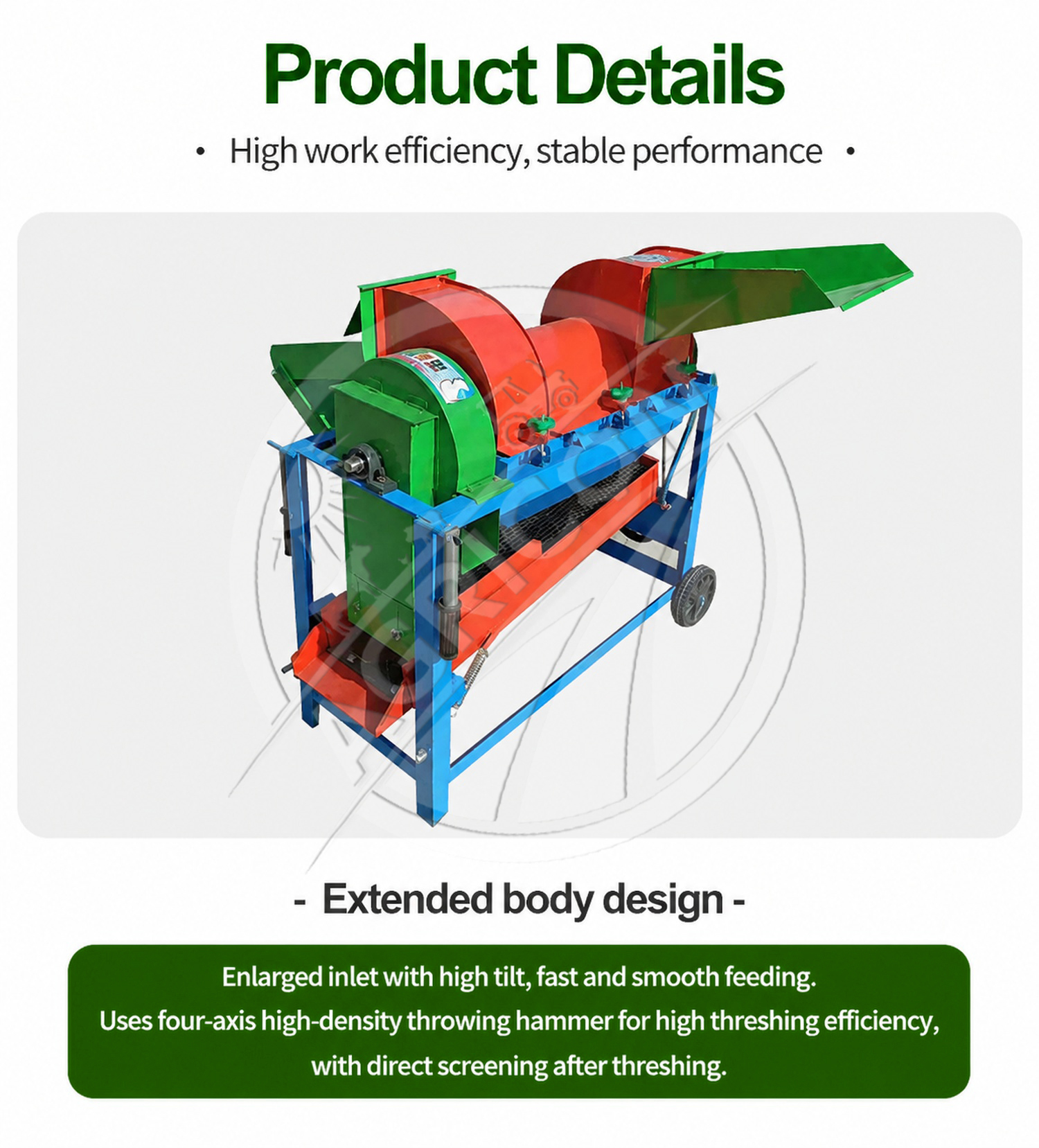 Complete Multifunctional Threshing Machine 8hp Diesel Engine Water Cooled 1500kg/h Corn Wheat Rice Sorghum Soybean Canola Grain