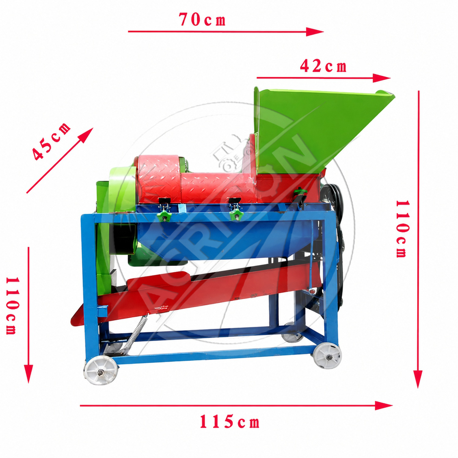 Complete Multifunctional Threshing Machine 8hp Diesel Engine Water Cooled 1500kg/h Corn Wheat Rice Sorghum Soybean Canola Grain