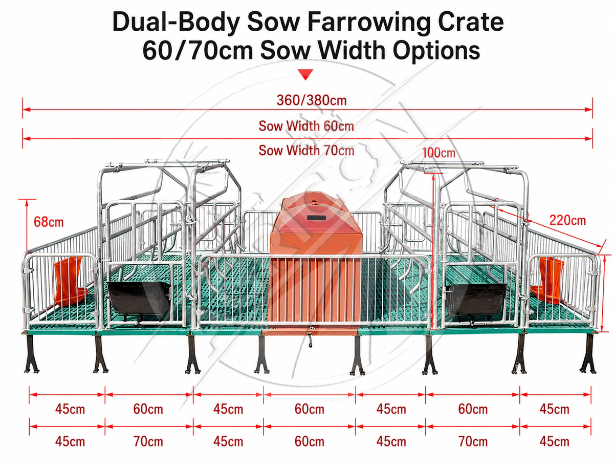 Farrowing Crate Hot Dip Galvanized Steel Sow Pig Gestation Birthing Farrowing Pen For Pig Farm Piglet Protection