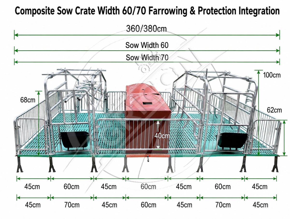 Farrowing Crate Hot Dip Galvanized Steel Sow Pig Gestation Birthing Farrowing Pen For Pig Farm Piglet Protection