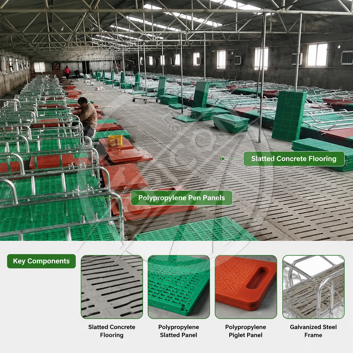 Farrowing Crate Hot Dip Galvanized Steel Sow Pig Gestation Birthing Farrowing Pen For Pig Farm Piglet Protection
