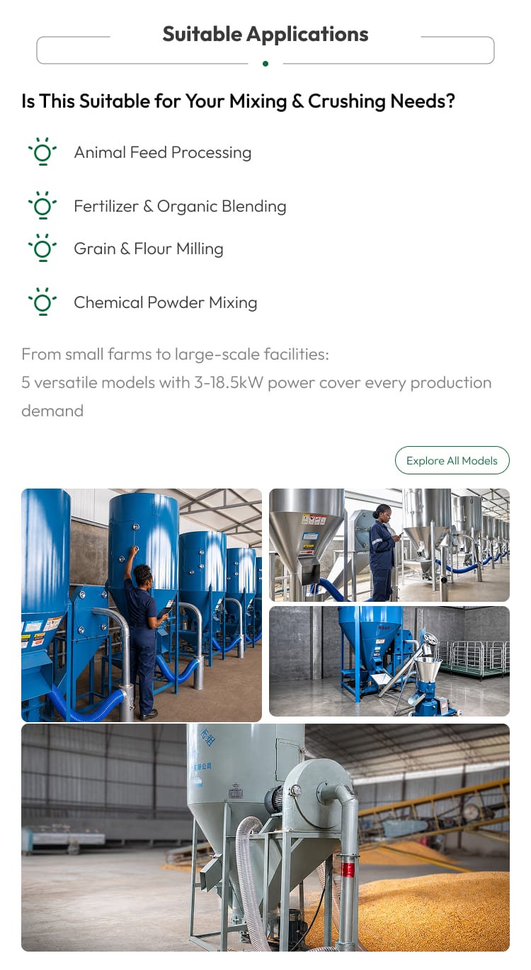 New Feed Mixing Grinding Machine 500 Kg/h Multifunctional Pure Copper Motor Durable Carbon Steel For Poultry Livestock Farm