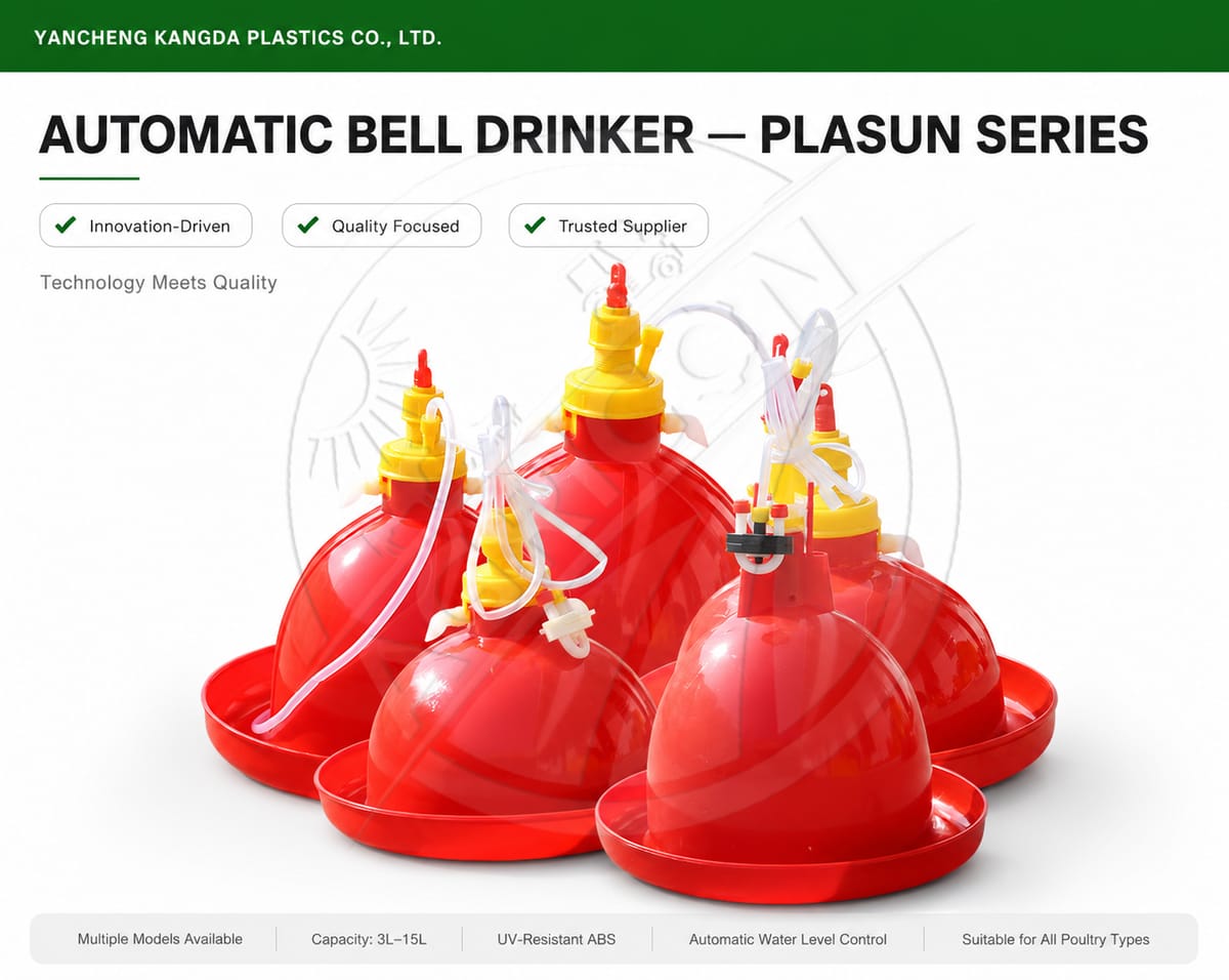 Plasson Bell Drinker Automatic Poultry Waterer For Chicken Broiler Layer Duck Goose Breeder Turkey Small Medium Large Hanging
