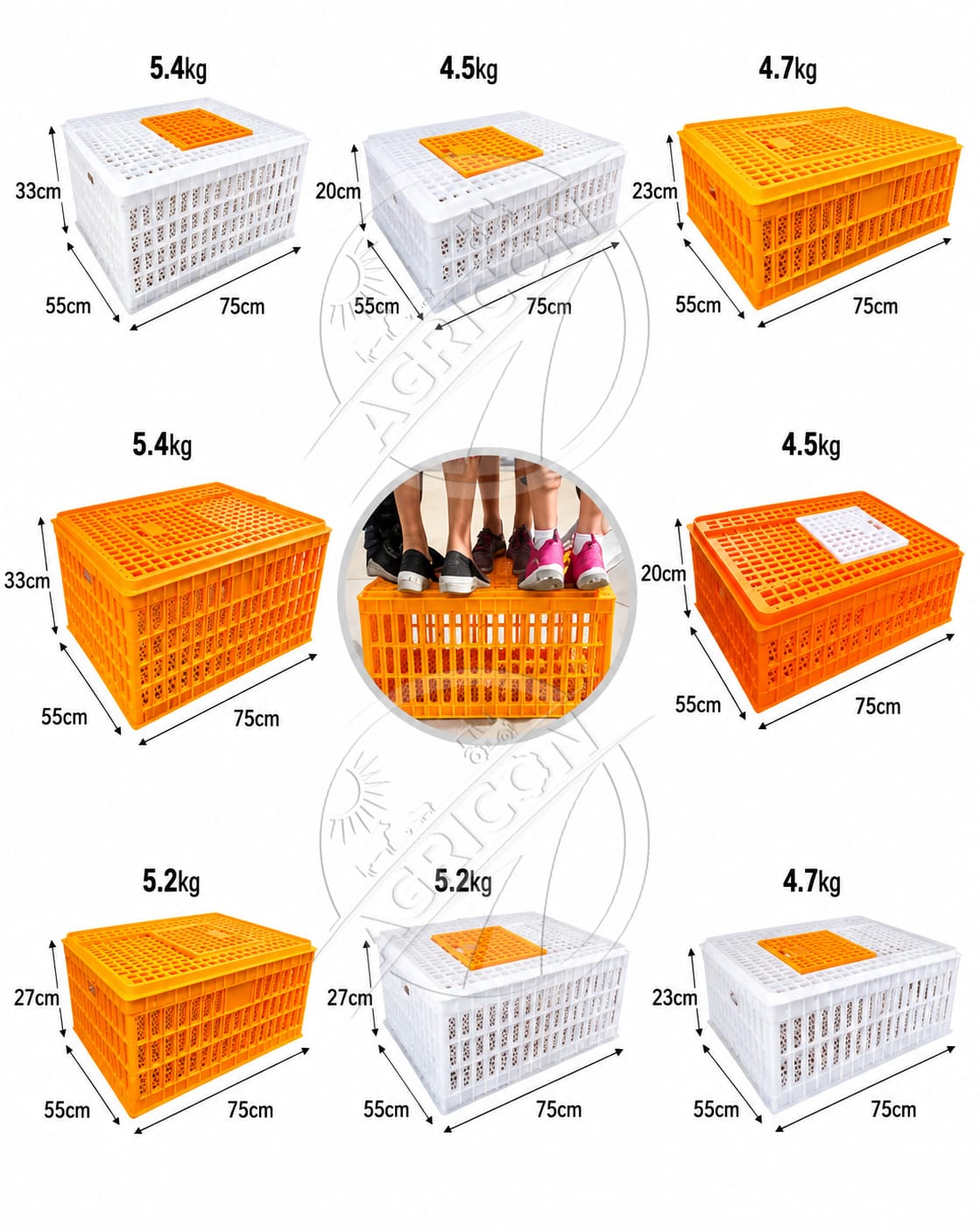 New Plastic Poultry Transport Crate Stackable Chicken Cage Sliding Door Ventilated Pp Live Birds Duck Pigeon Carrier Box Agricon