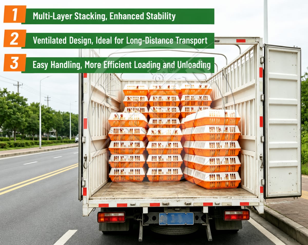 New Plastic Poultry Transport Crate Stackable Chicken Cage Sliding Door Ventilated Pp Live Birds Duck Pigeon Carrier Box Agricon