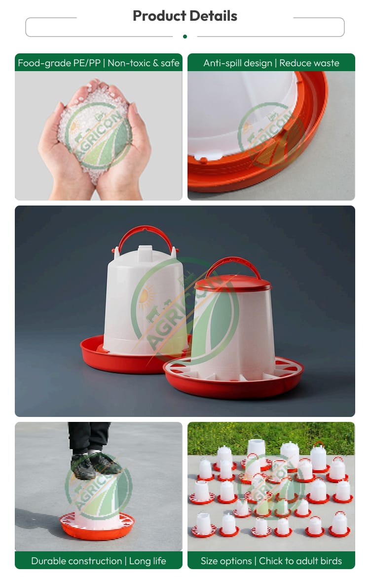 New Hot Selling Agricon Poultry Feeding Watering Bell Set 1.5-16l Pvc High Capacity Simple To Use Budget Friendly Farm