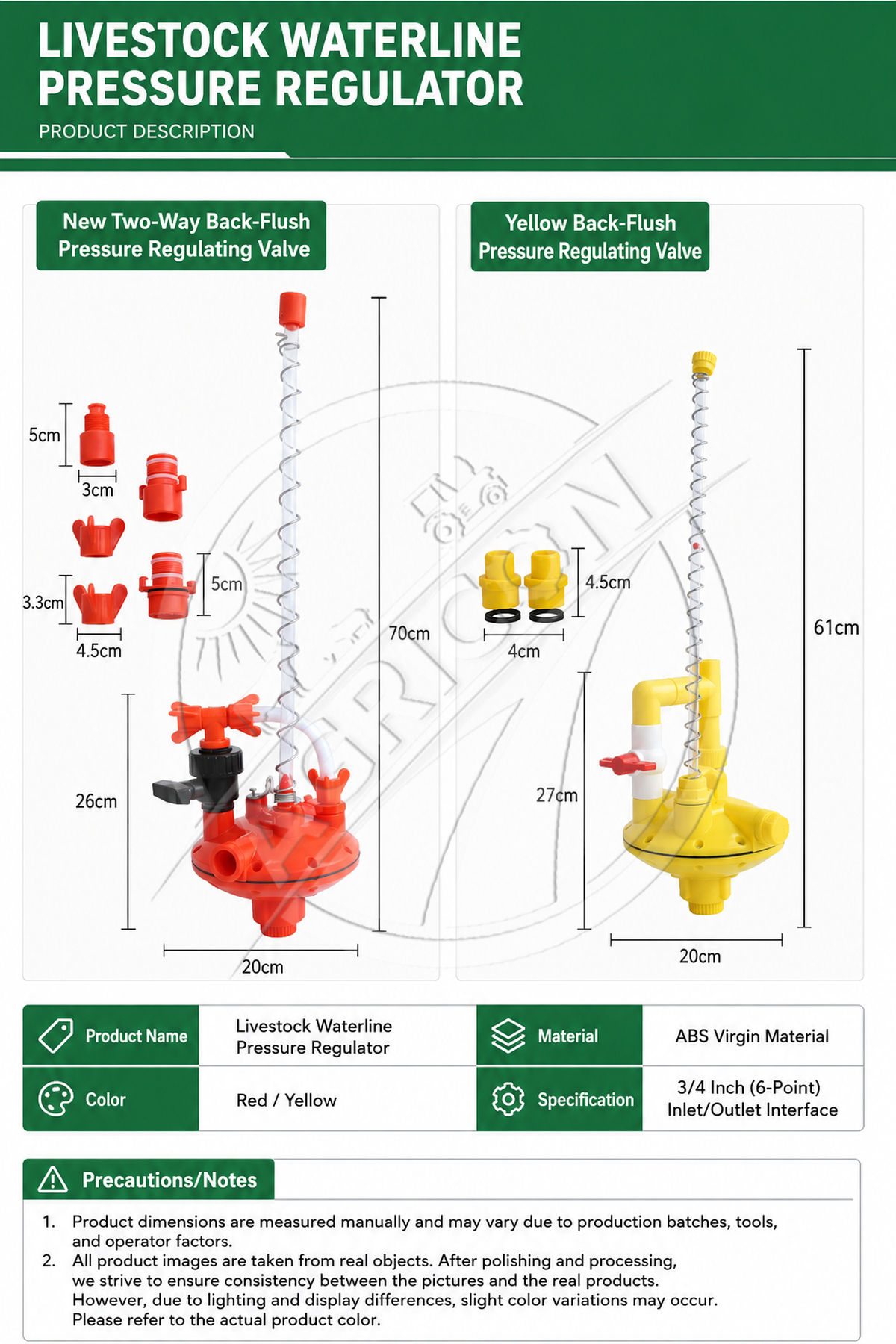 New Poultry Water Pressure Regulator Automatic Adjustable Pressure Reducing Valve Pp Plastic Customized Size Multi-animal Use