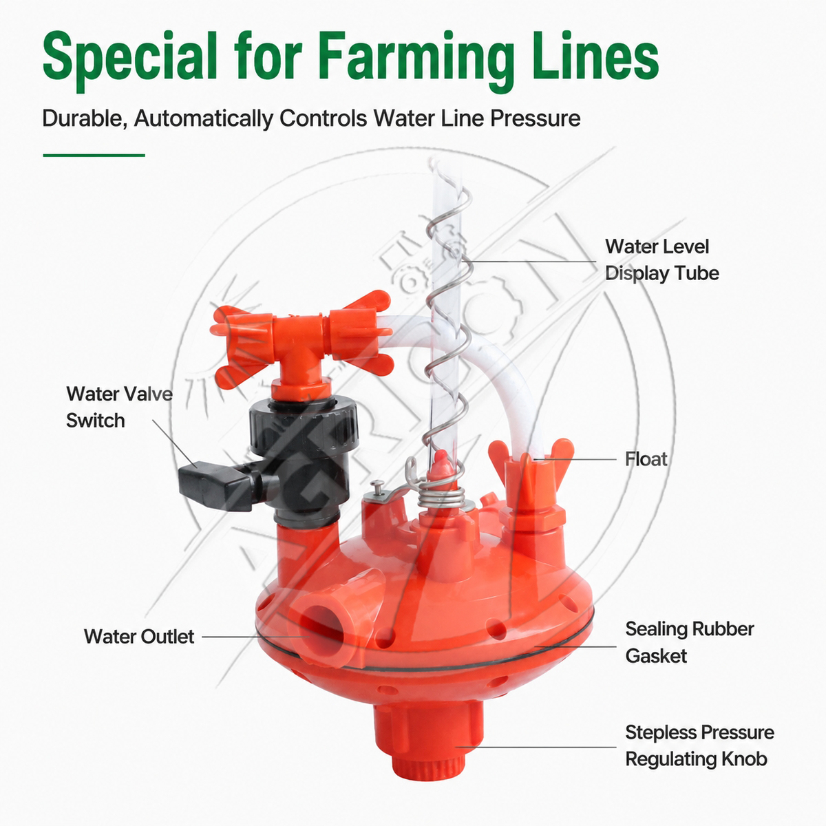 New Poultry Water Pressure Regulator Automatic Adjustable Pressure Reducing Valve Pp Plastic Customized Size Multi-animal Use