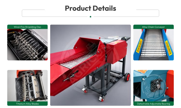 New Chaff Cutter Machine Electric Rotary Cutter Alloy Steel Chain Conveyor 400kg/h High Capacity Easy Operate Livestock Farm