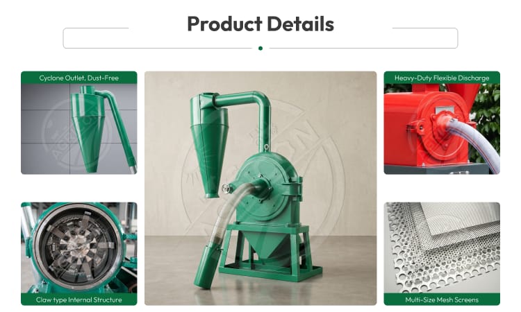 New Toothed Disc Mill Grinder Adjustable Fineness 0.2mm-6mm Mesh Screen High Capacity Easy Operation Corn Wheat Sorghum Straw